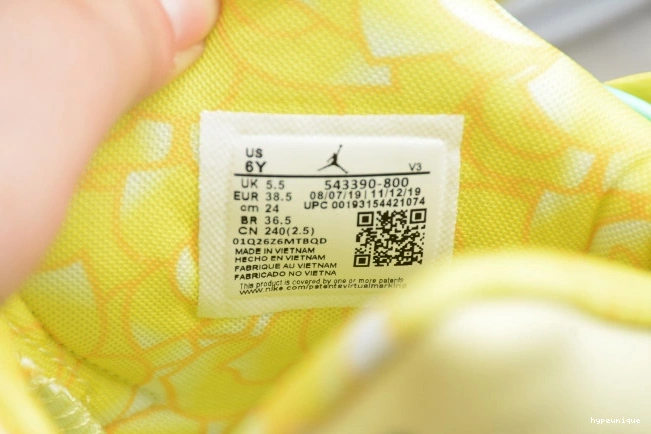 HYPE Air 6 Jordan Dynamic Yellow 543390-800 Retro Floral (GS) 0716